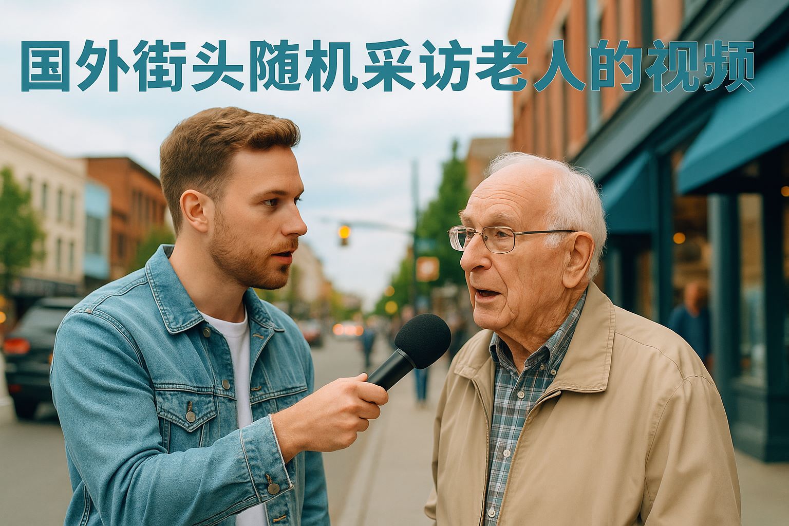 一个国外街头随机采访老人的视频